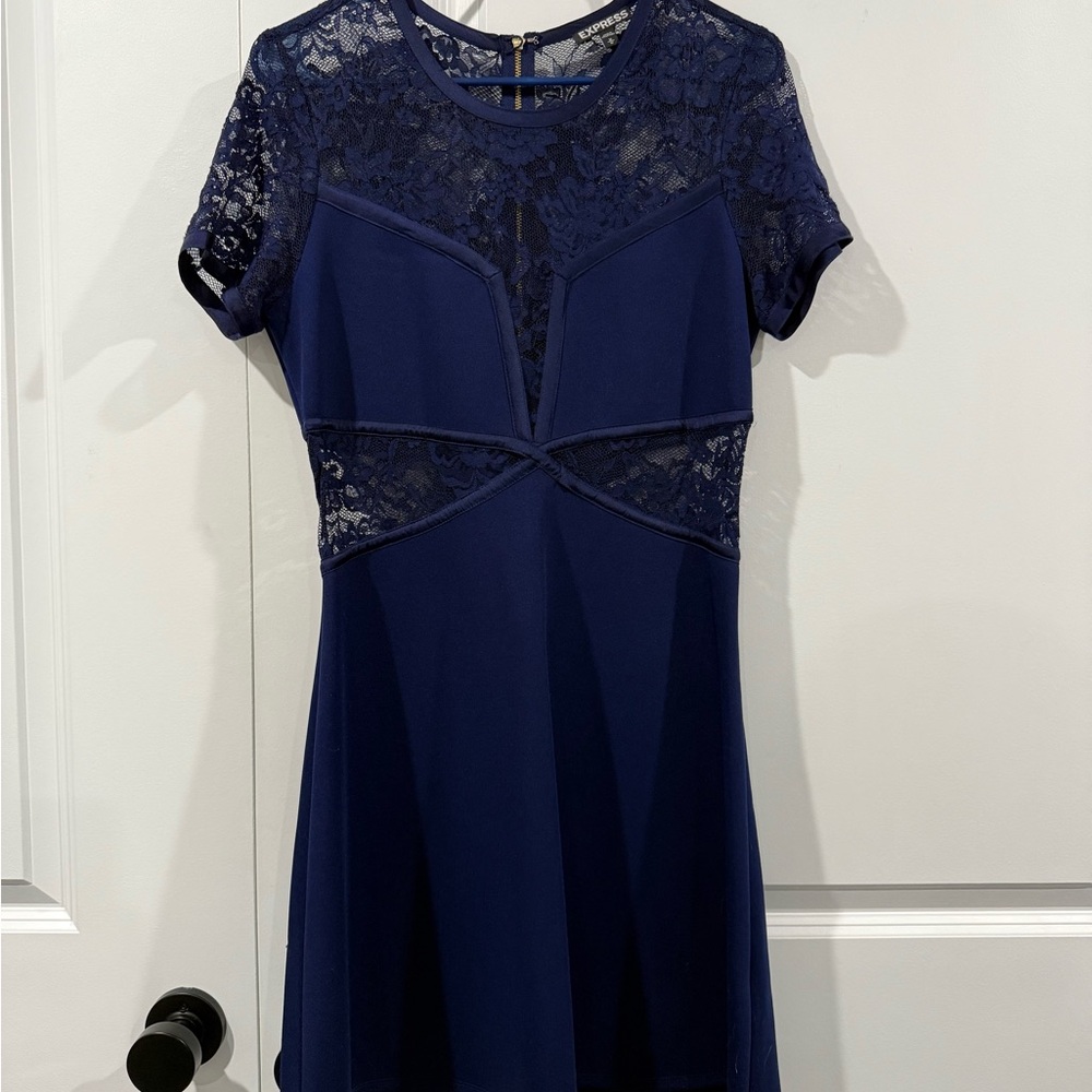 Express Navy Lace Mini Dress